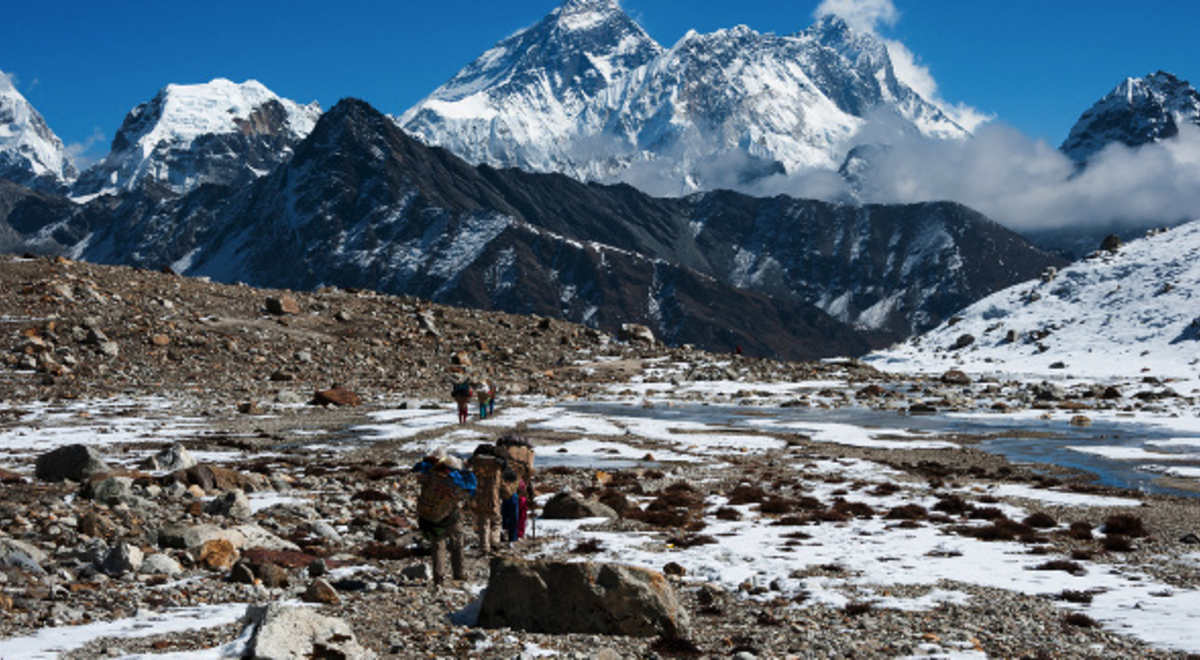 Snow capped mountains in Renjo