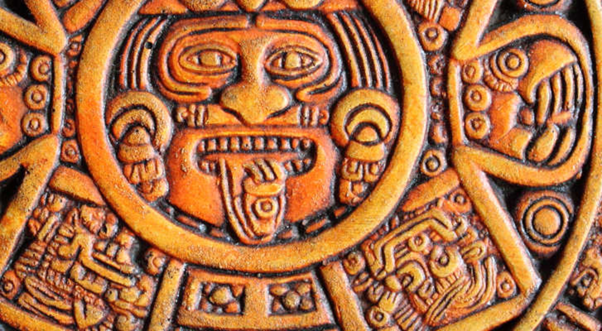 Photo of ancient Aztec Calendar Stone or "Sun Stone"