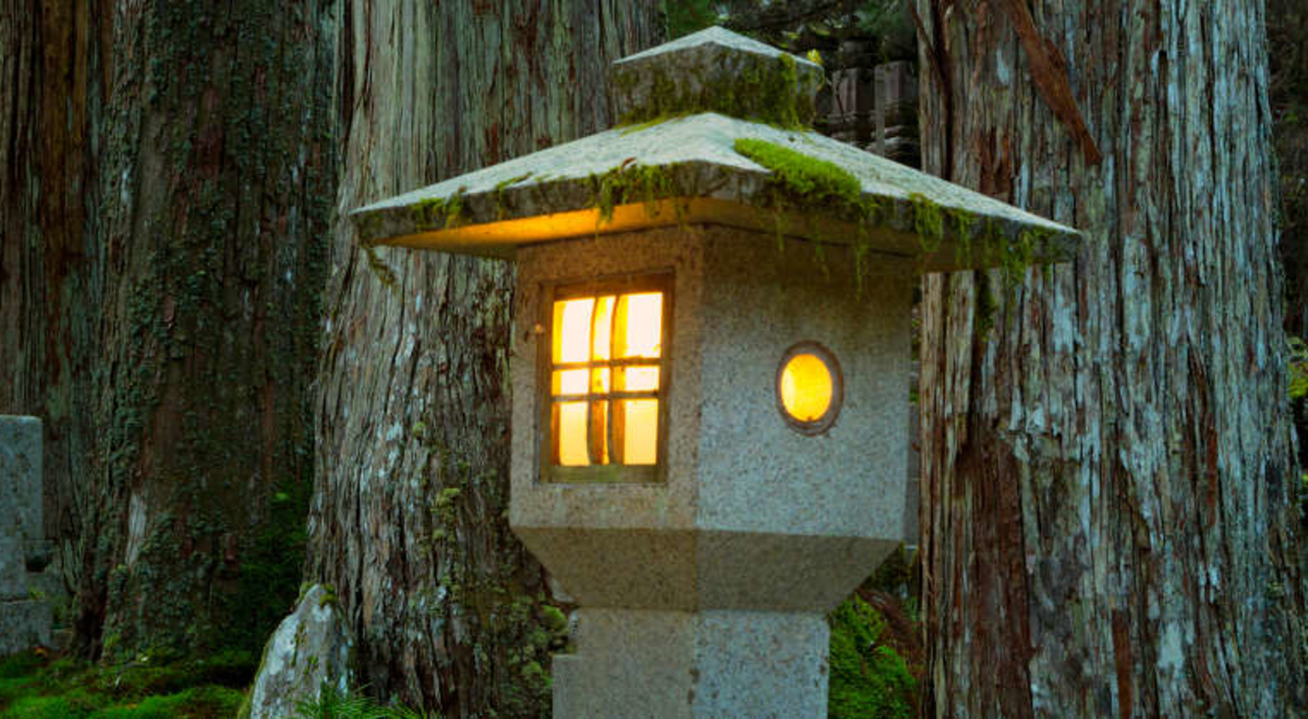 Path lined with lights 