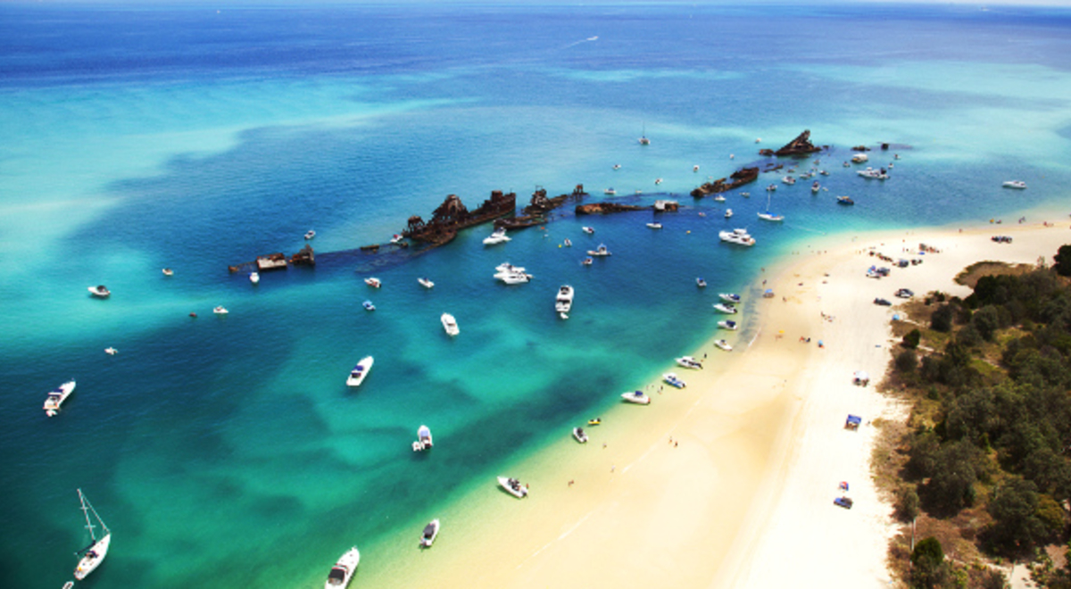 Wrecks that was left in Tangalooma Island being visited by tourist