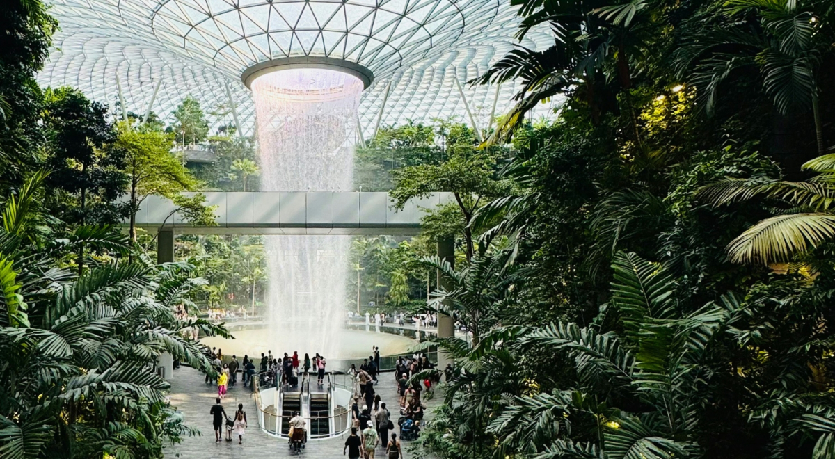 Waterfall inside Singapore's Changi Airport