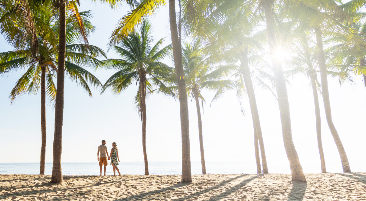 A couple on a beach in the Dominican Republic