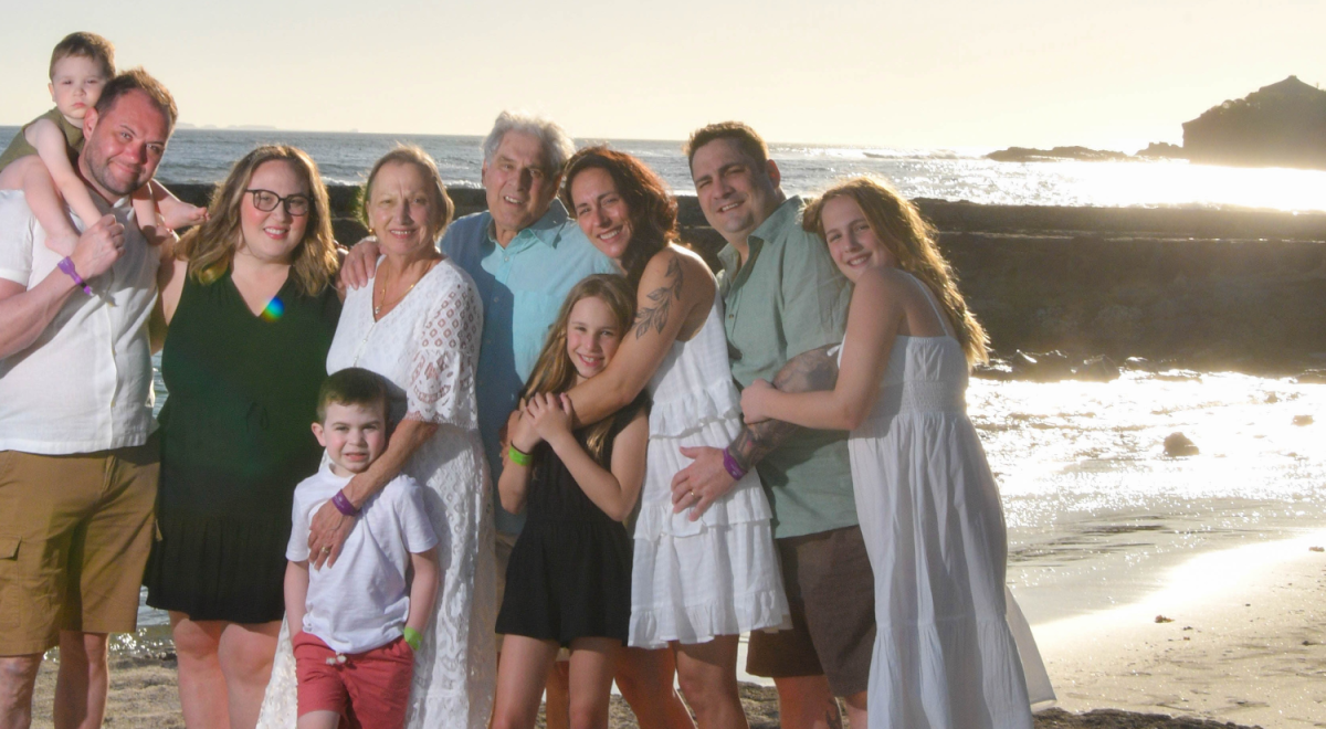 Large family group on vacation in Mexico