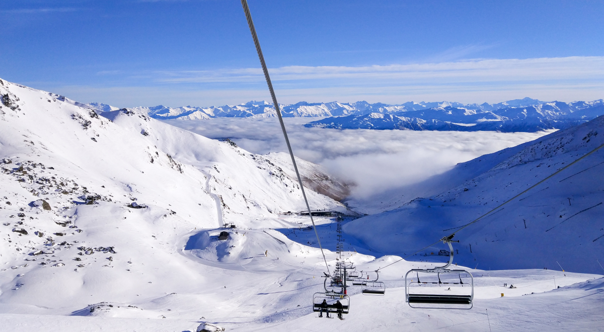 Top of ski mountain with chairlift