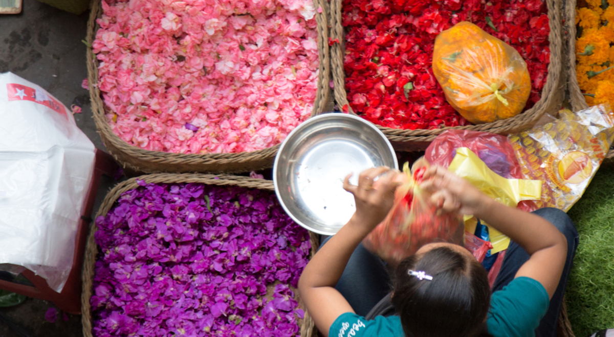 aerial view of person with spices