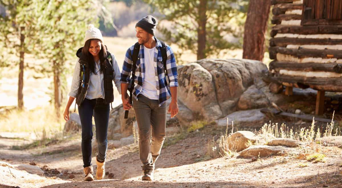 A couple hiking in Canada