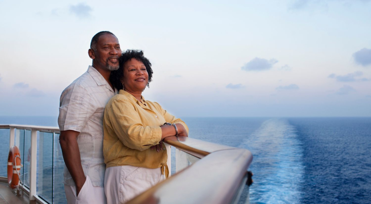 Couple on cruise ship deck