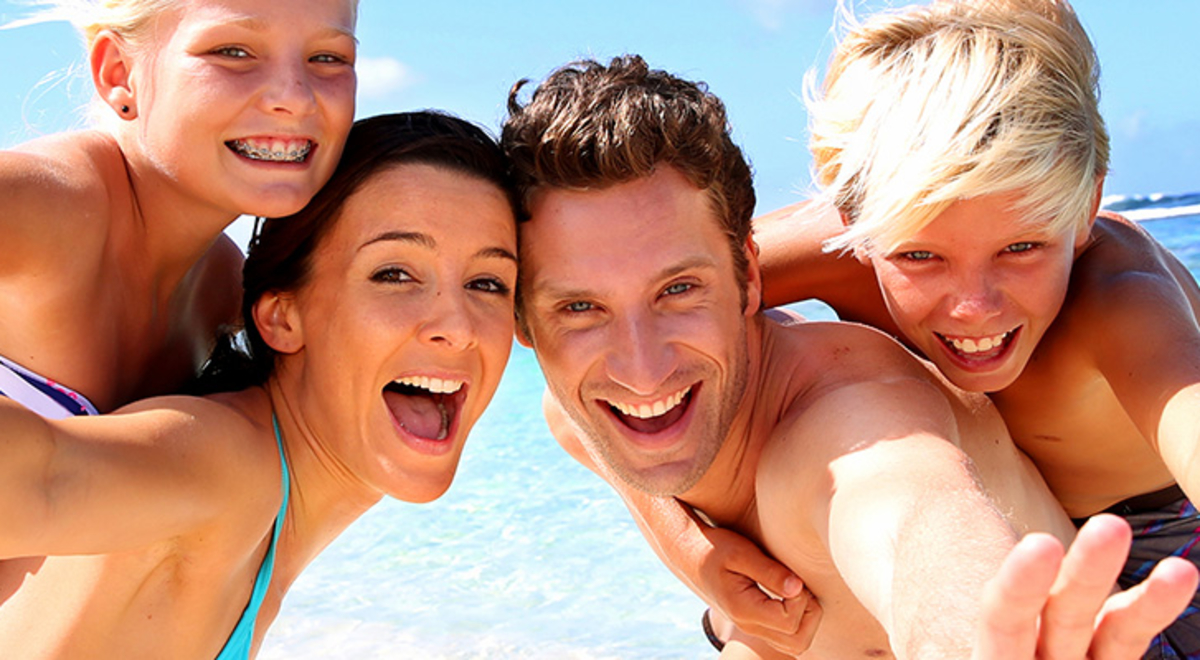 A family having fun together on the beach