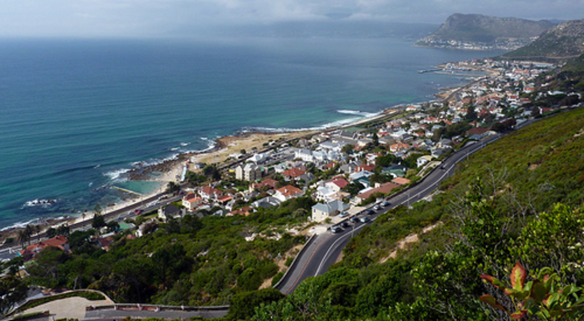 Aerial view of the ocean and surrounding infrastructure