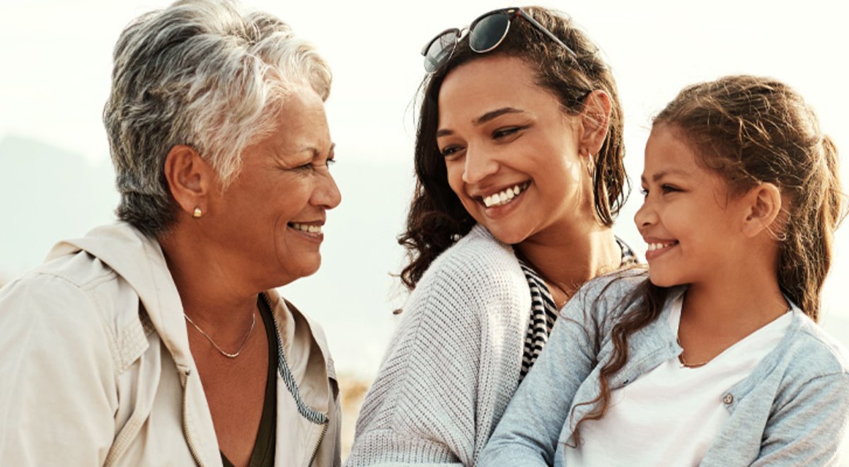 Three generations of women smiling