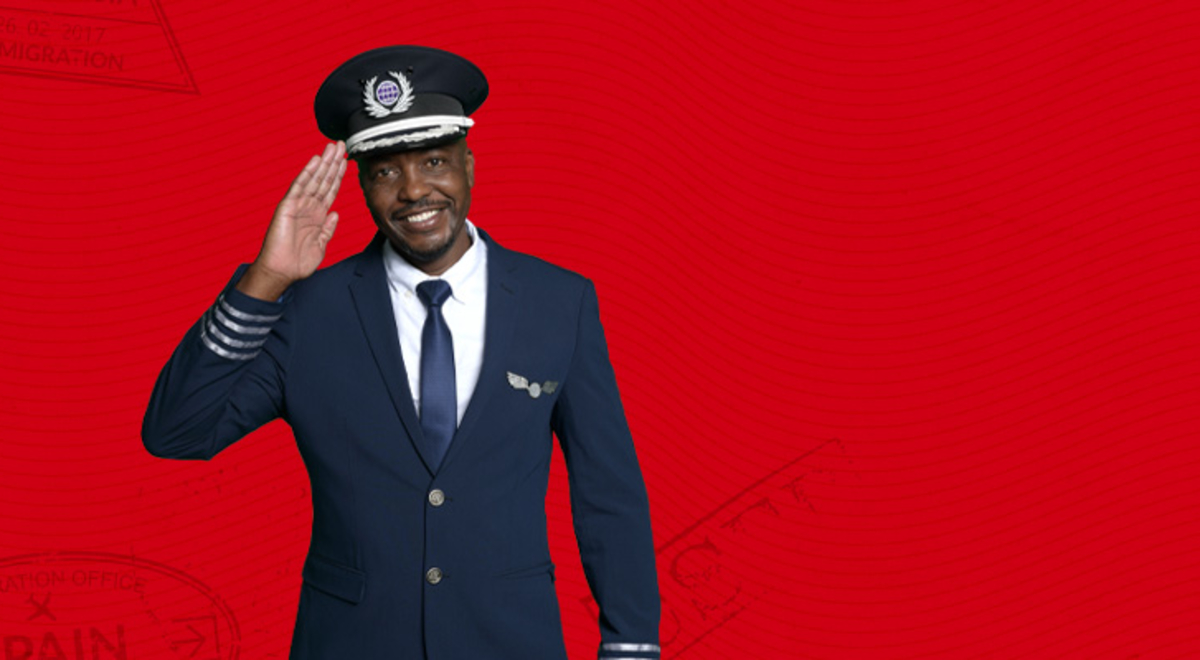 Flight Centre Captain on a red background
