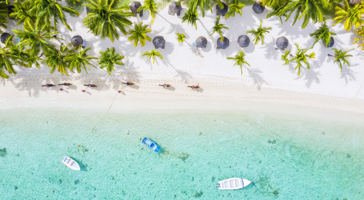 Mauritius beach scene aerial