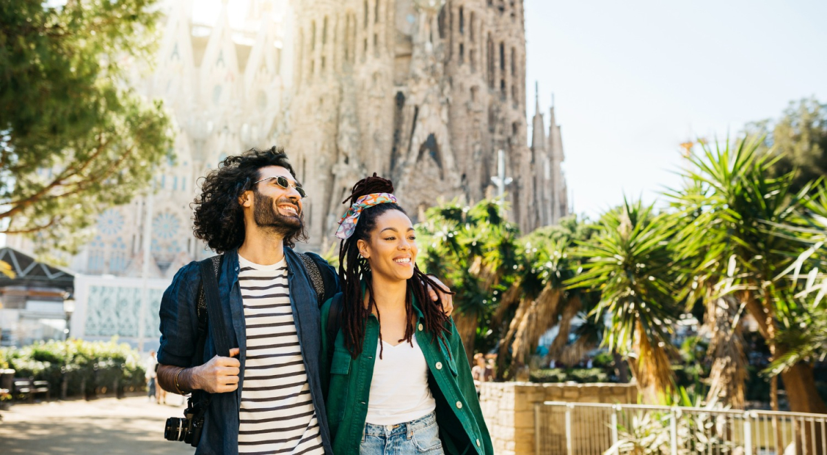 Young couple in Barcelona, Spain
