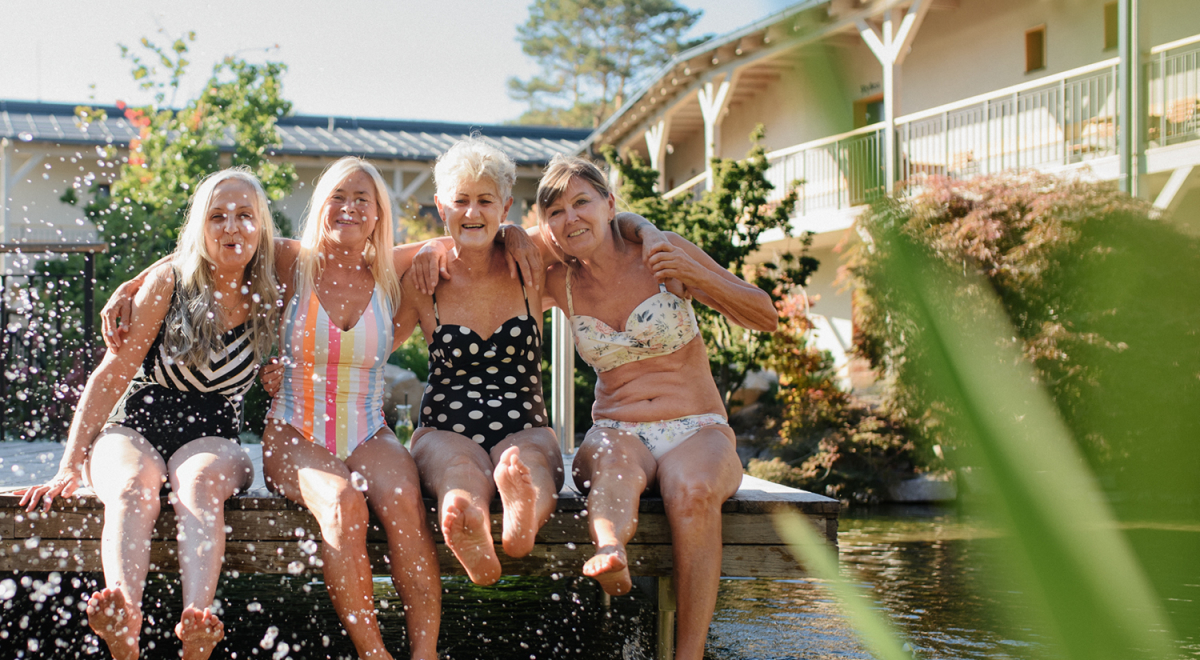 A group of senior women on vacation