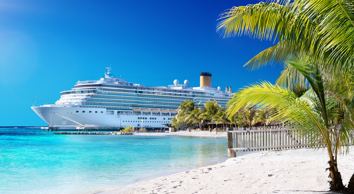 Cruise ship at port in the Caribbean