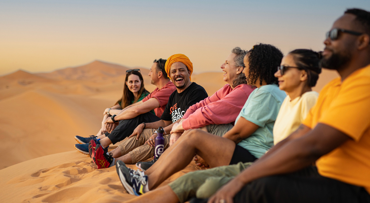 A group of travellers on a G Adventures tour in Morocco
