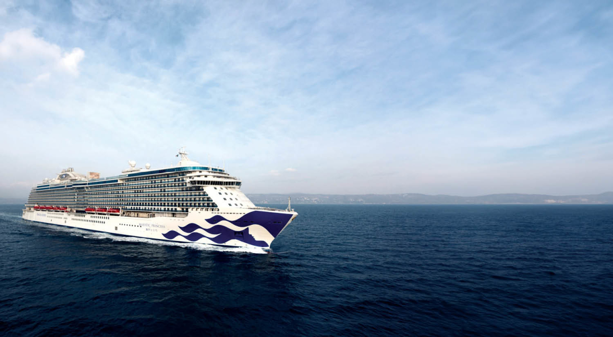 Princess Cruise ship blue sky on the ocean