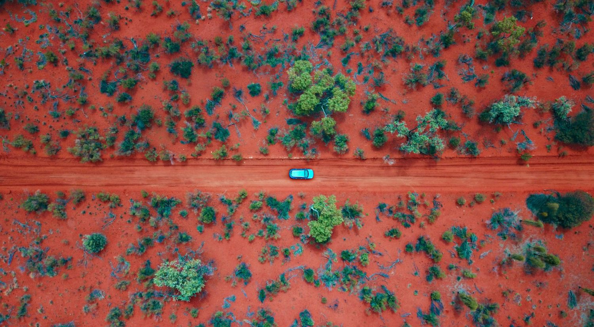 Car driving through Alice Springs