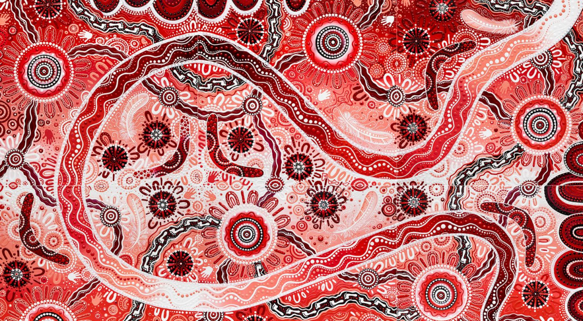 Indigenous artwork that tells the story of Flight Centre