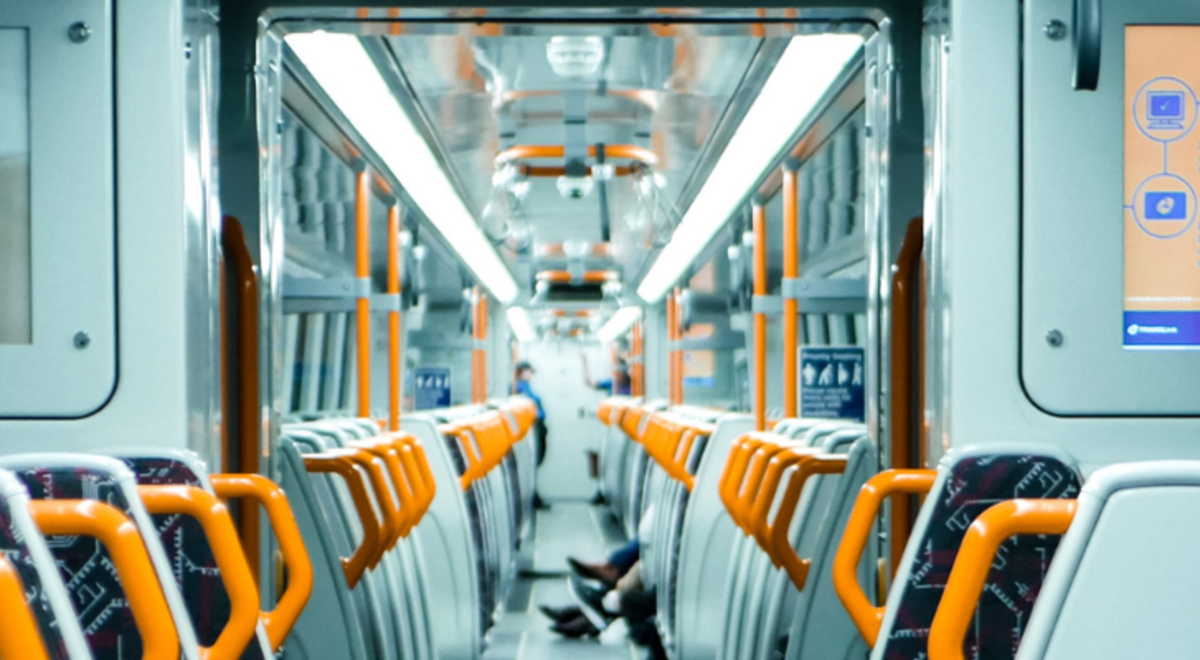 Inside the train at night 