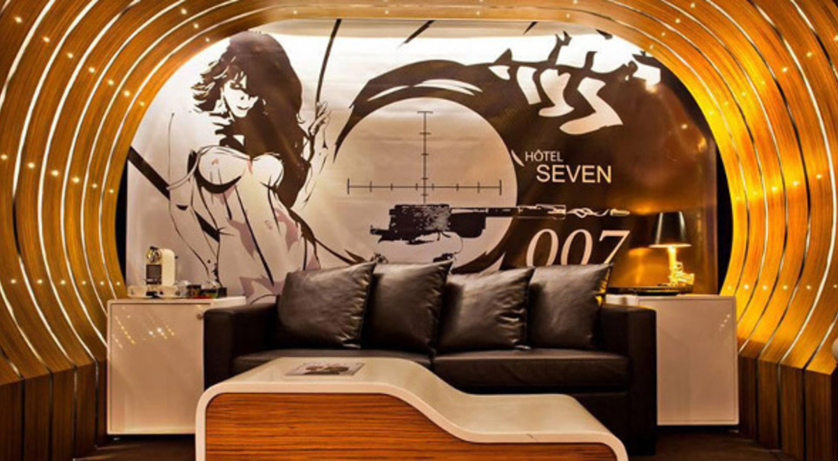 007-themed suite at the Seven Hotel in Paris