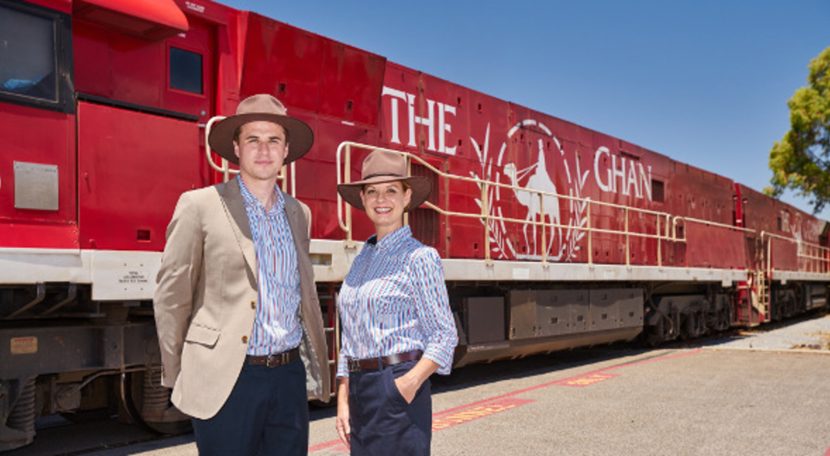 a male and female crew of the Ghan Railways