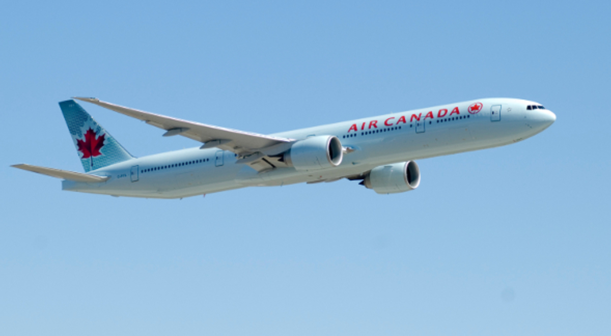 Air Canada plane in the sky 