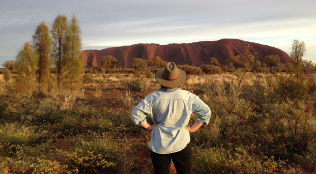 Man admiring Uluru 