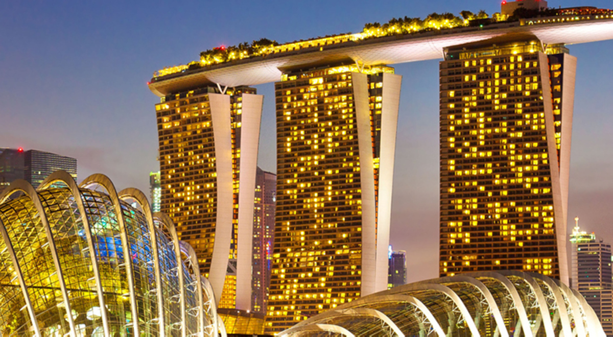 Bright lights of Singapore's Marina Bay Sands