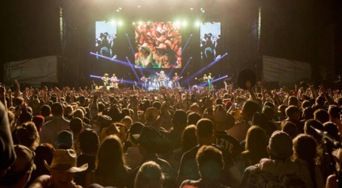 a crown of people watching a band concert