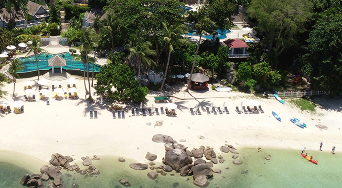 Ariel view of the Thailand Coastline and hotel facilities 