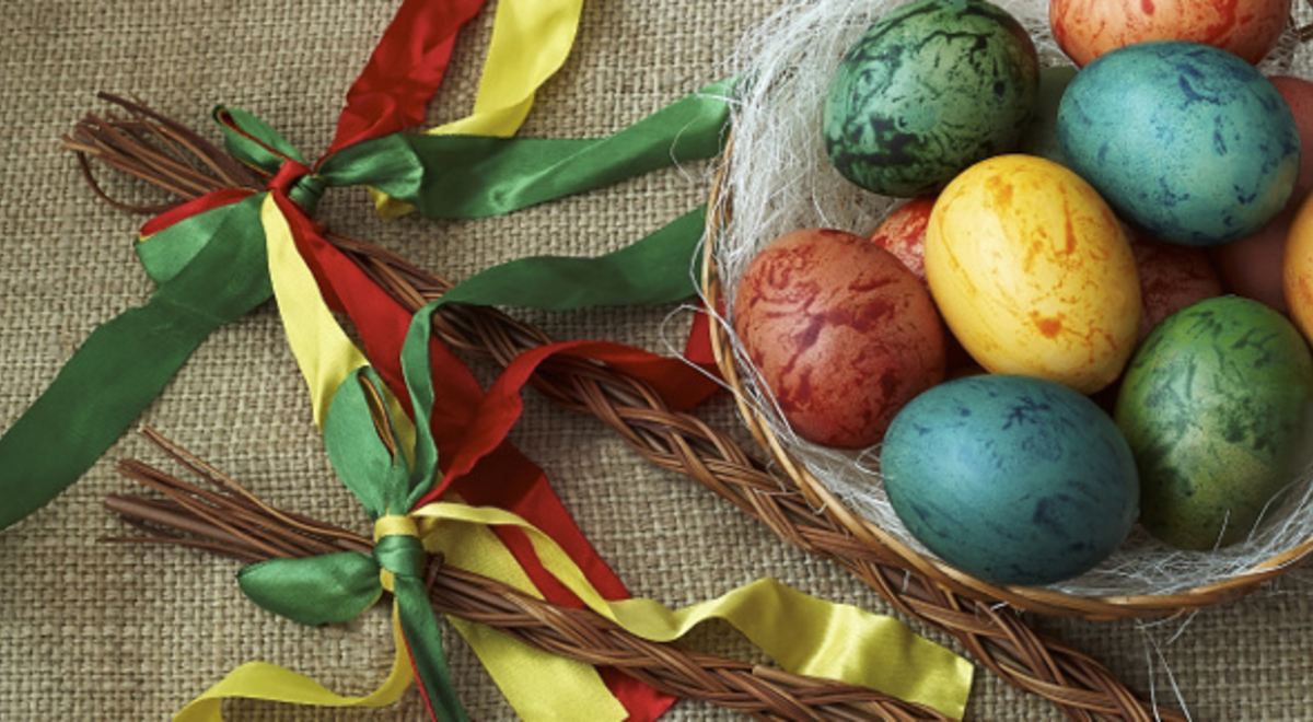 coloured traditional Czech Easter eggs