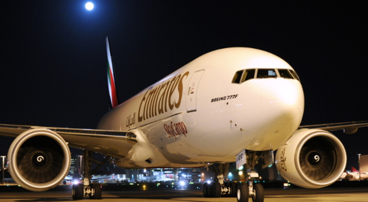 Emirates plane on the runway 