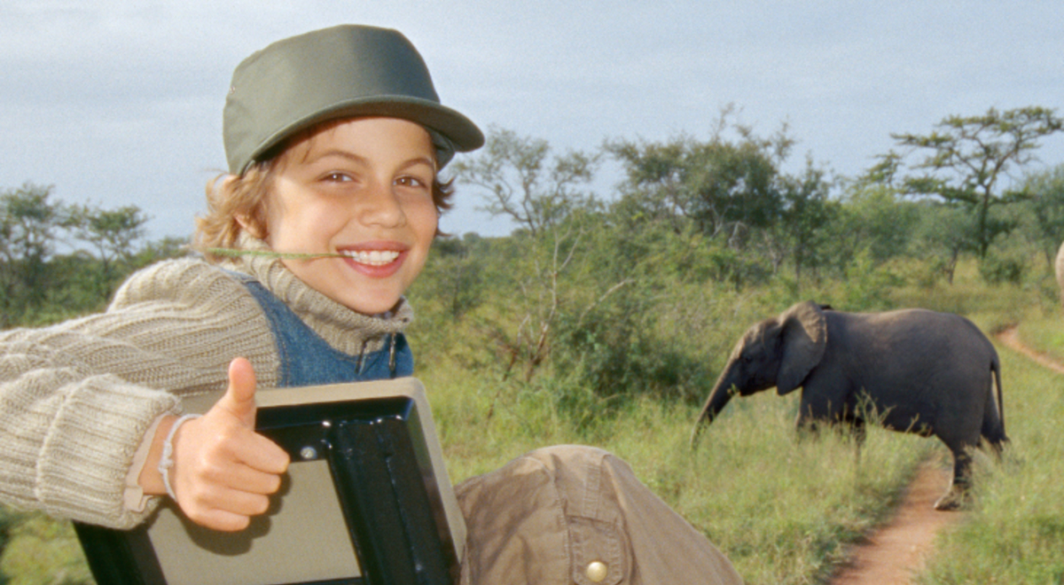 Child on African safari. 