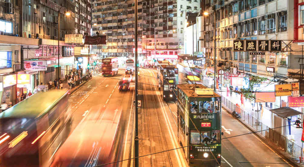 Busy traffic road in Hong Kong