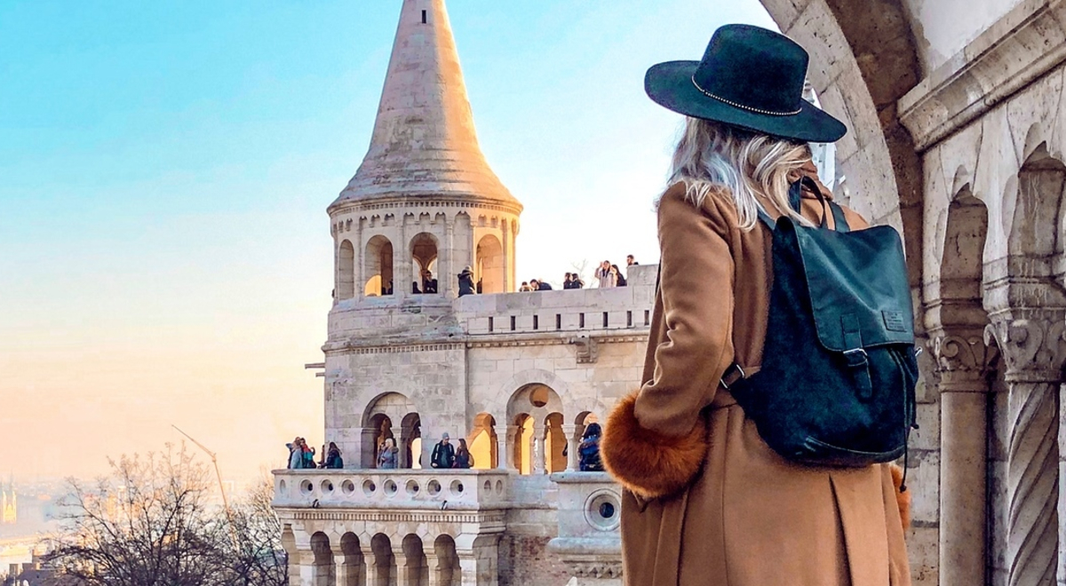 Lady admiring the scenery from the Castle district in Budapest