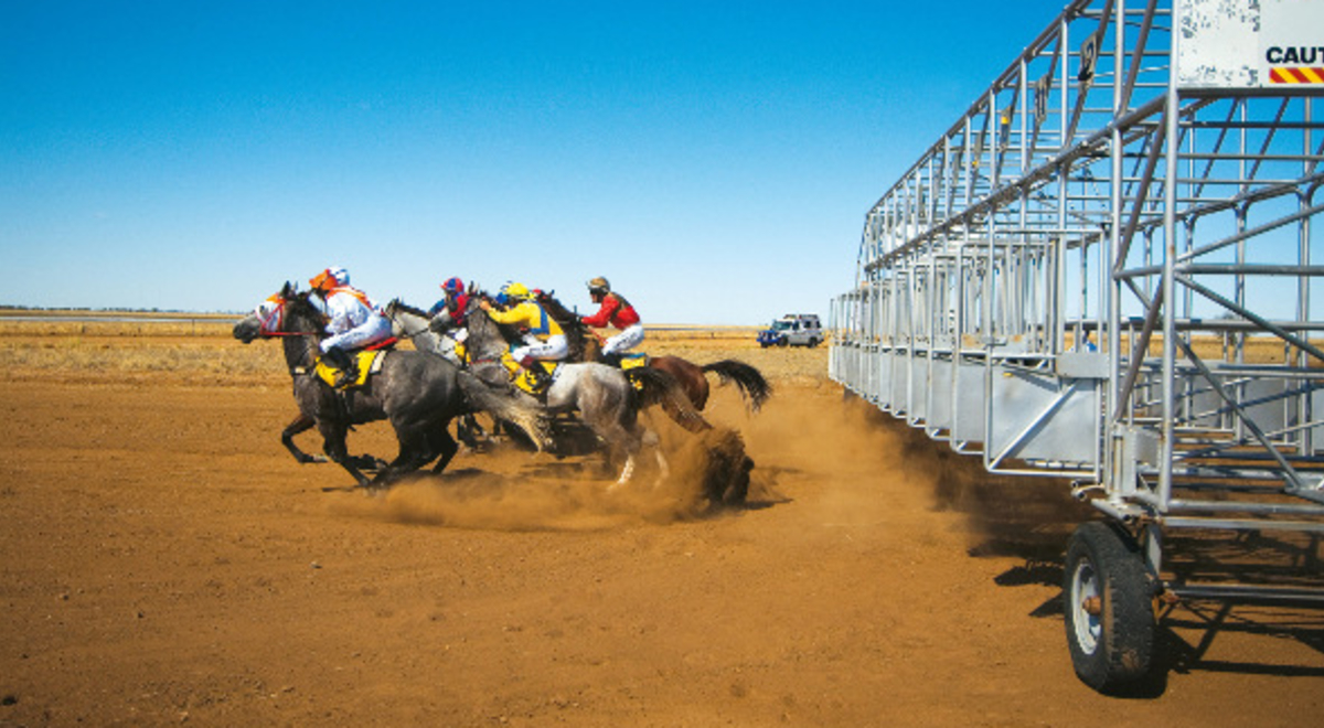 Horse racing taking place in Julia Creek, Australia
