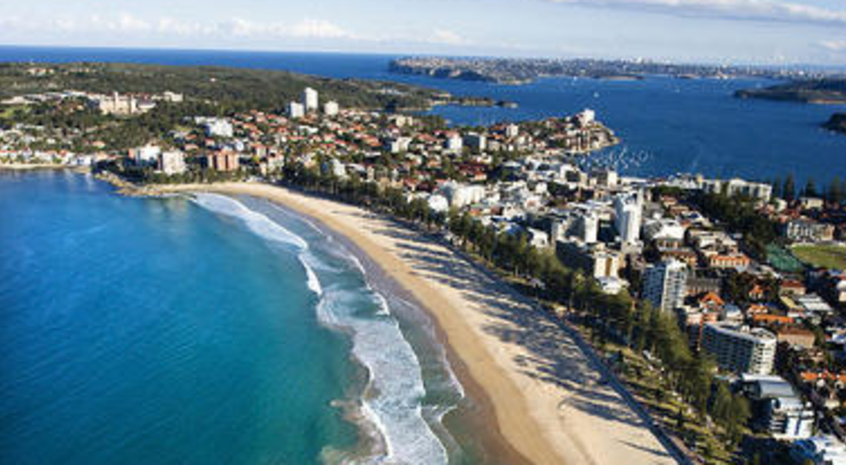 Aerial view of Australia's Manly Beach