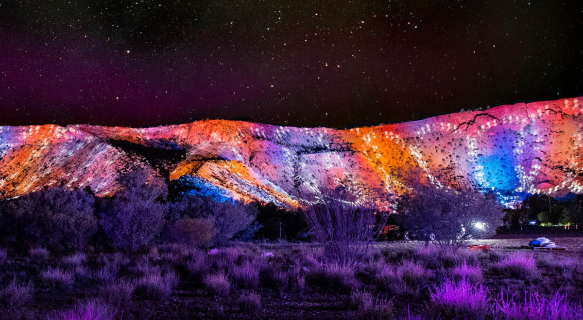 MacDonnell Ranges illuminated during the Parrtjima: Festival in Light in the Northern Territory