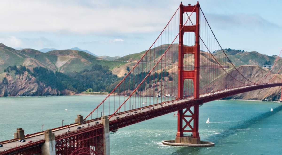 Whole span of San Francisco's Golden Gate Bridge