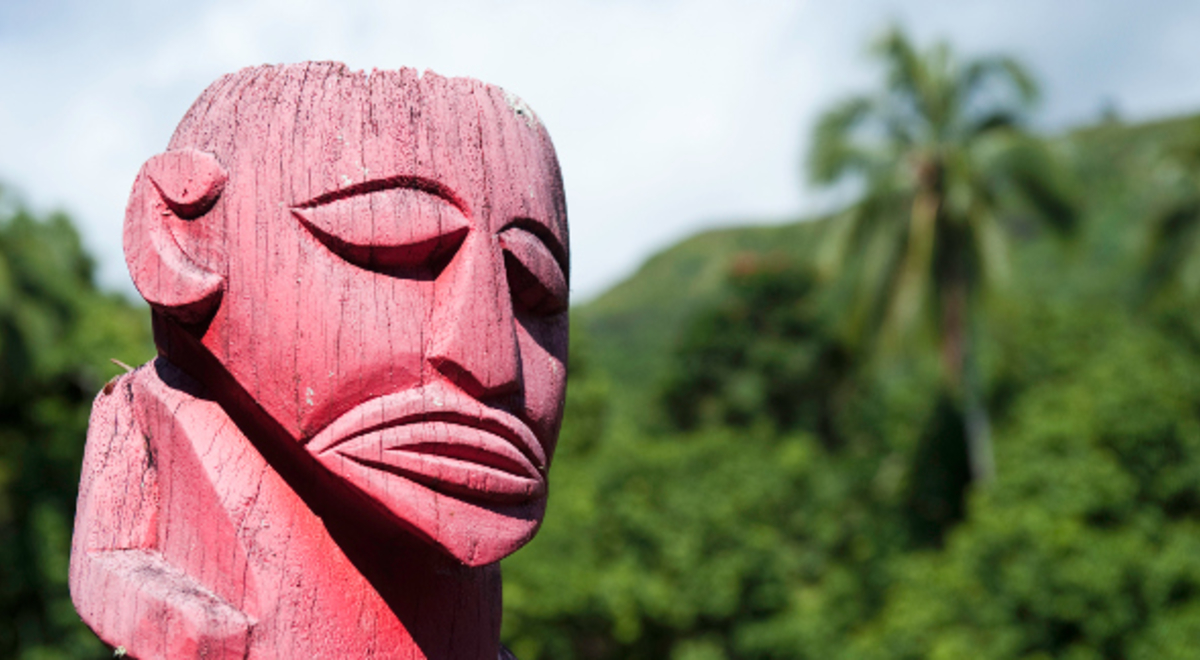 A carved tiki in Tahiti
