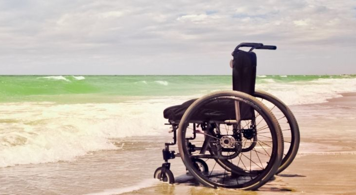 Accessible wheelchair at the beach 