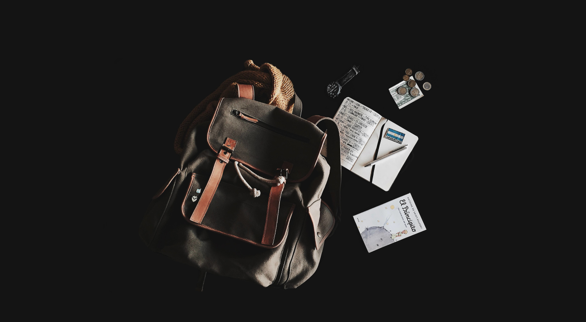 backpack with documents