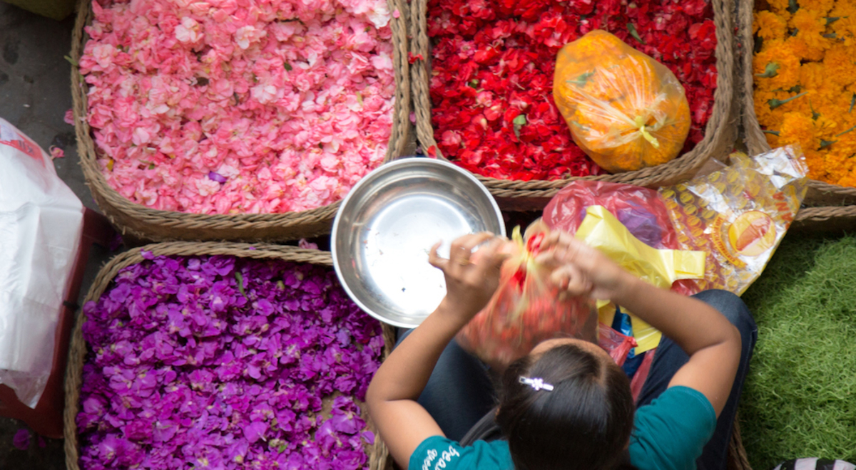 aerial view of person with spices