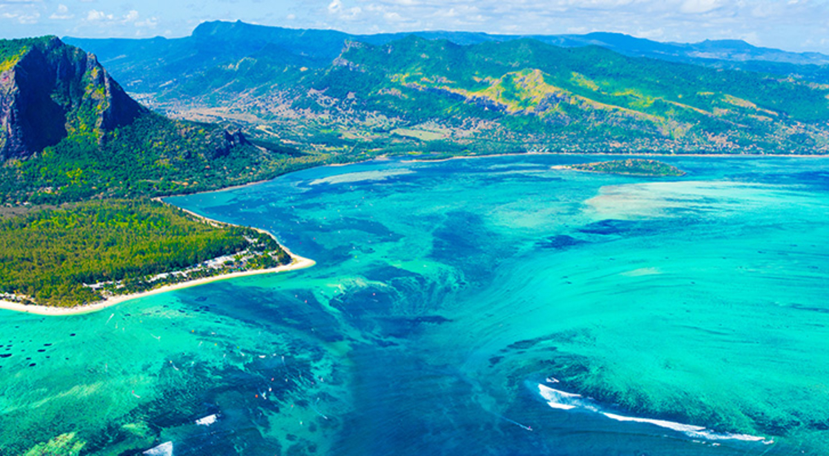 Aerial view of the island Mauritius 