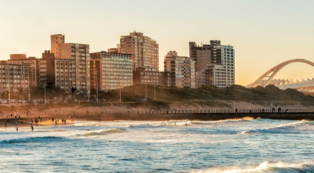 View of Durban beach and surrounding buildings 