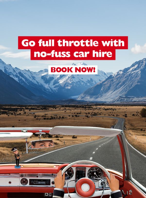 Go full throttle with no-fuss car hire. Book now!