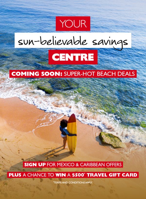 Incoming beach deals - sign up for Mexico and Caribbean vacation offers
