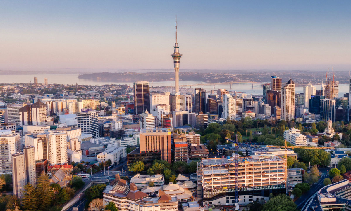 Auckland skyline at dusk