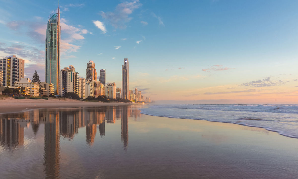 gold coast skyline and beach